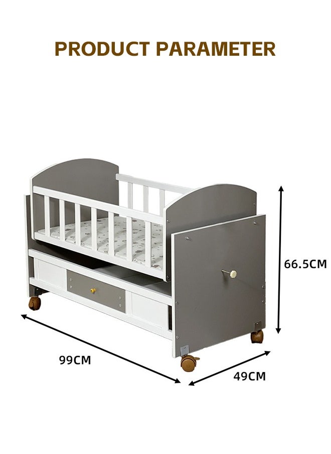 3 in 1 Baby Bassinet Baby Bedside with Mosquito Sleeper Baby Cot with Mosquito Net with Drawer Sturdy Structure for Newborn and Infant 99x50x50CM