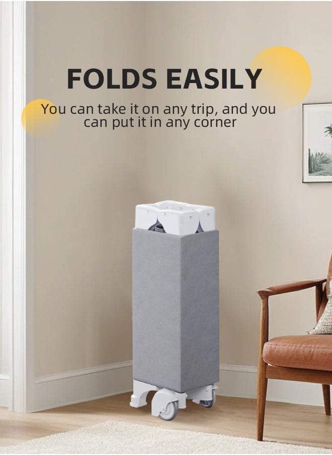 Baby Cot 5 In 1 Baby Bassinet Bedside Crib Toddler Beside Sleeper with Diaper Table Portable Baby Nursery Center Playard Foldabele Baby Travel Crib with Wheels and Storage Bag