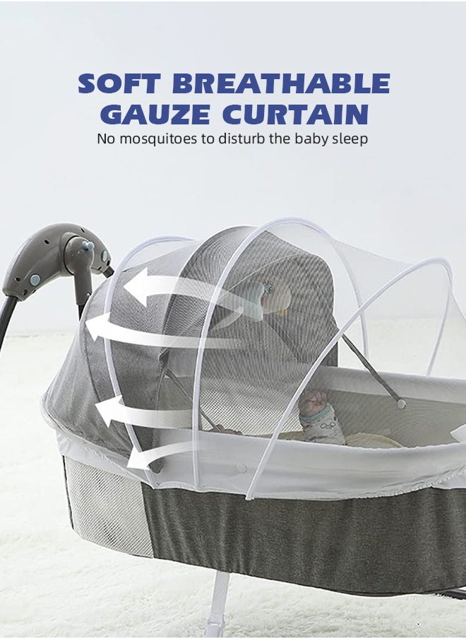 Electric Baby Cradle Grey Baby Bed Cradle 3-Speed Automatic Baby Swing Baby Cradle Rocker with 3 Plush Toy Pendants and Pillow Bluetooth Infant Crib Cradle with Music