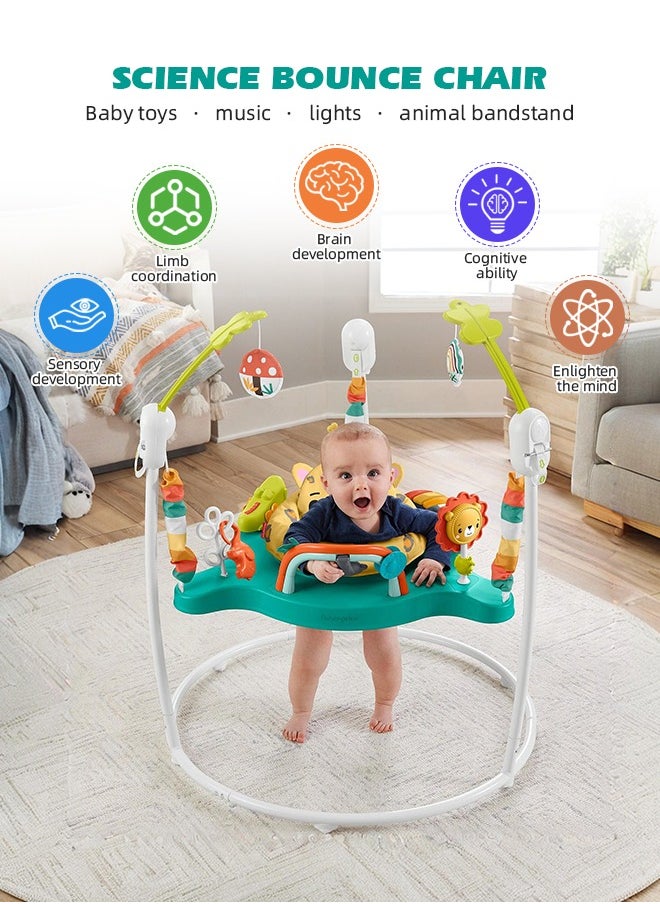 Toddler Walker Jumper Jungle Animals Baby Activity Jumper with Music Lights Sounds and Developmental Toys