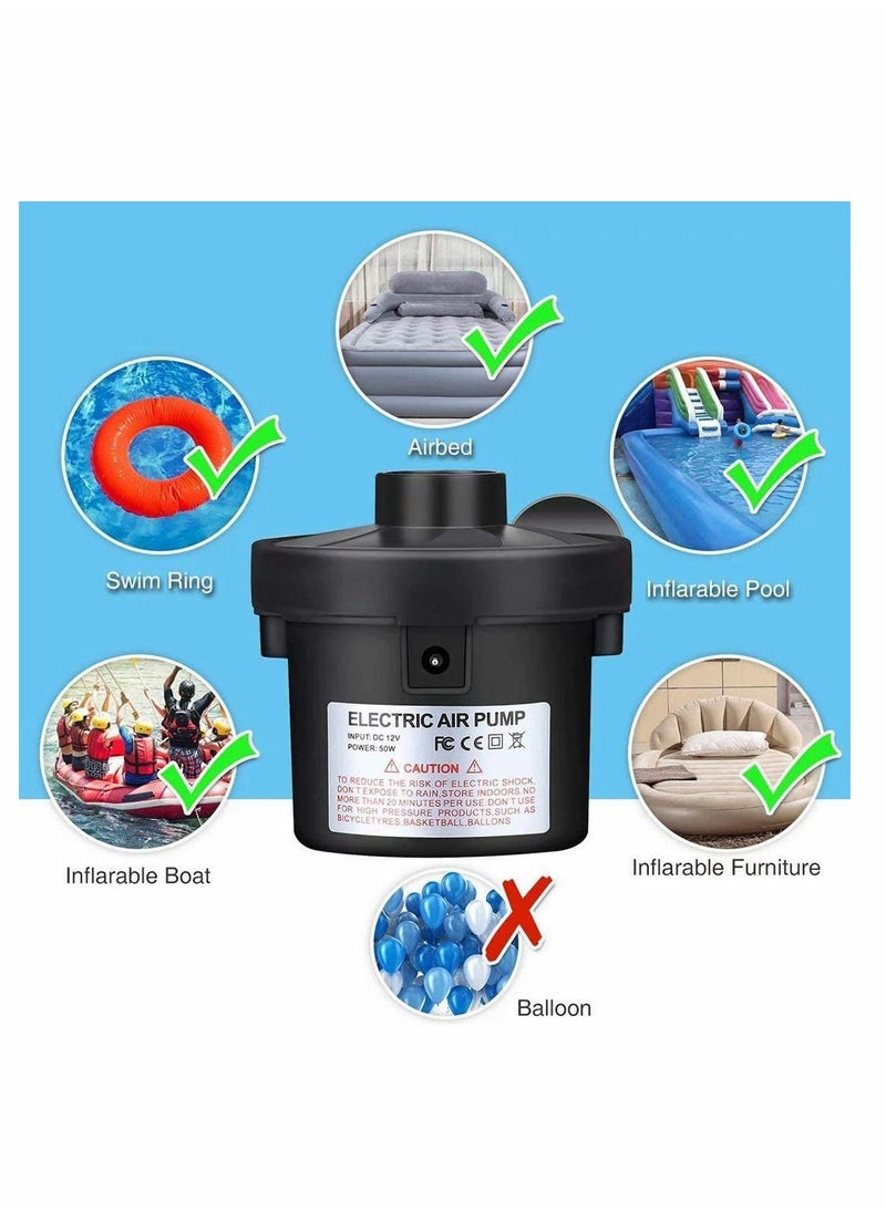 Electric Air Pump, Camping Electric Pumps Inflator, Deflator for Airbeds, Paddling Pools, Toys, Inflatable Sofa, Air Raft Mattress, with 3 Nozzles, 50W