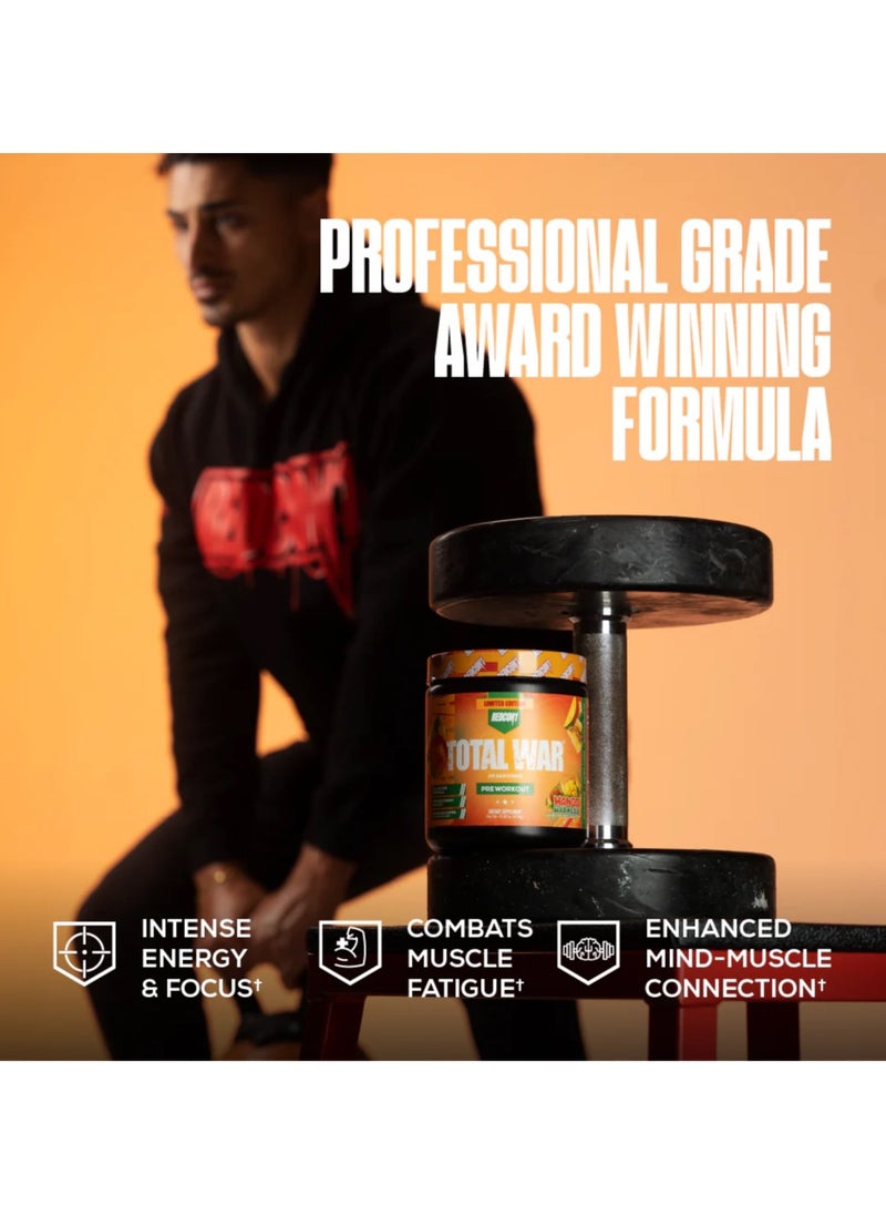 Total War, Mango Madness, 320mg Caffeine Per serving, Improve Metabolic Function, 450g