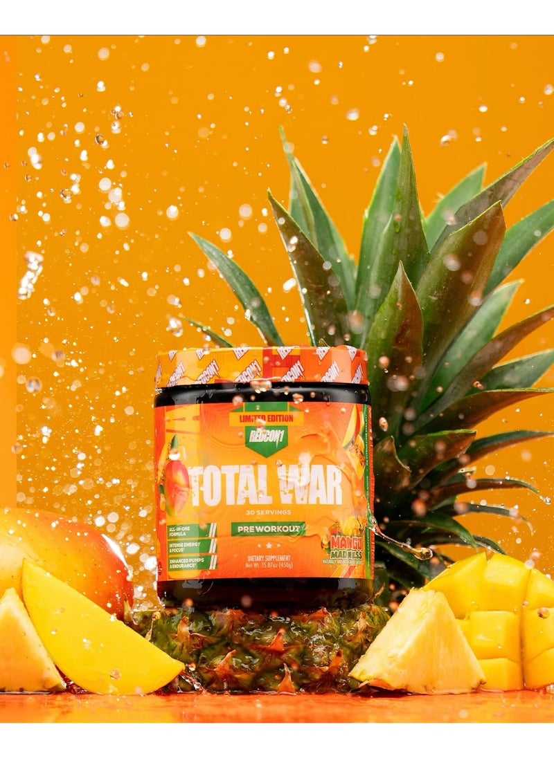 Total War, Mango Madness, 320mg Caffeine Per serving, Improve Metabolic Function, 450g