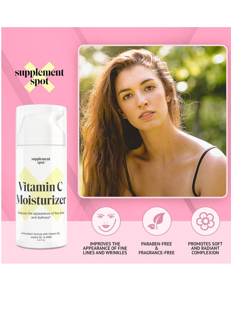 Antioxidant C Moisturizer - Revitalizing Vitamin Lotion w/Vitamin E Oil & Jojoba Oil – Vitamin Face Moisturizer For Fine Lines & Wrinkles - Suitable For All Skin Types