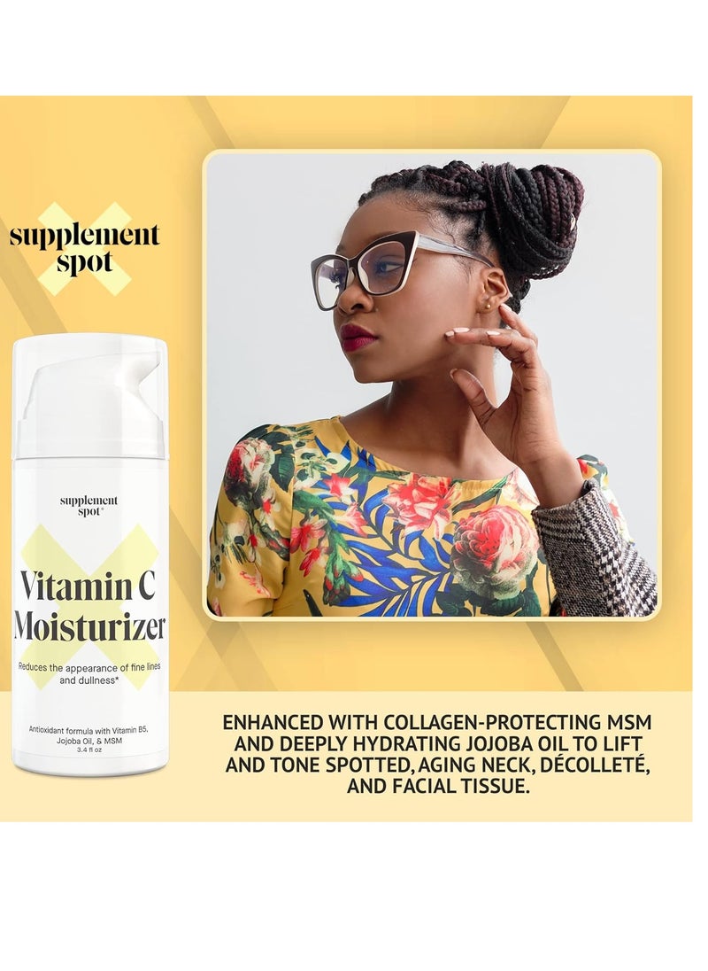 Antioxidant C Moisturizer - Revitalizing Vitamin Lotion w/Vitamin E Oil & Jojoba Oil – Vitamin Face Moisturizer For Fine Lines & Wrinkles - Suitable For All Skin Types