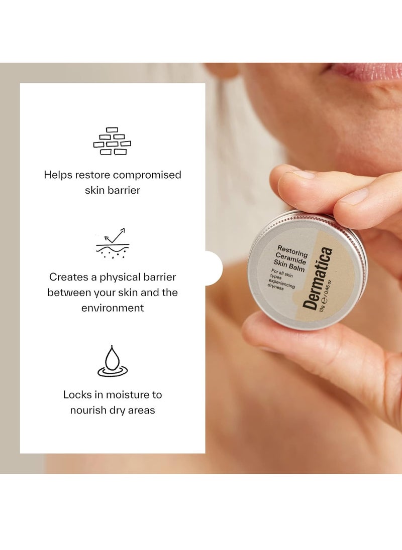 Dermatica Restoring Ceramide Skin Balm | Moisturizes & Repairs Dry Patches I For all Skin Types | Rebalances & Hydrates Dry Skin or Lips | Minimises the Appearance of Pores (13g)