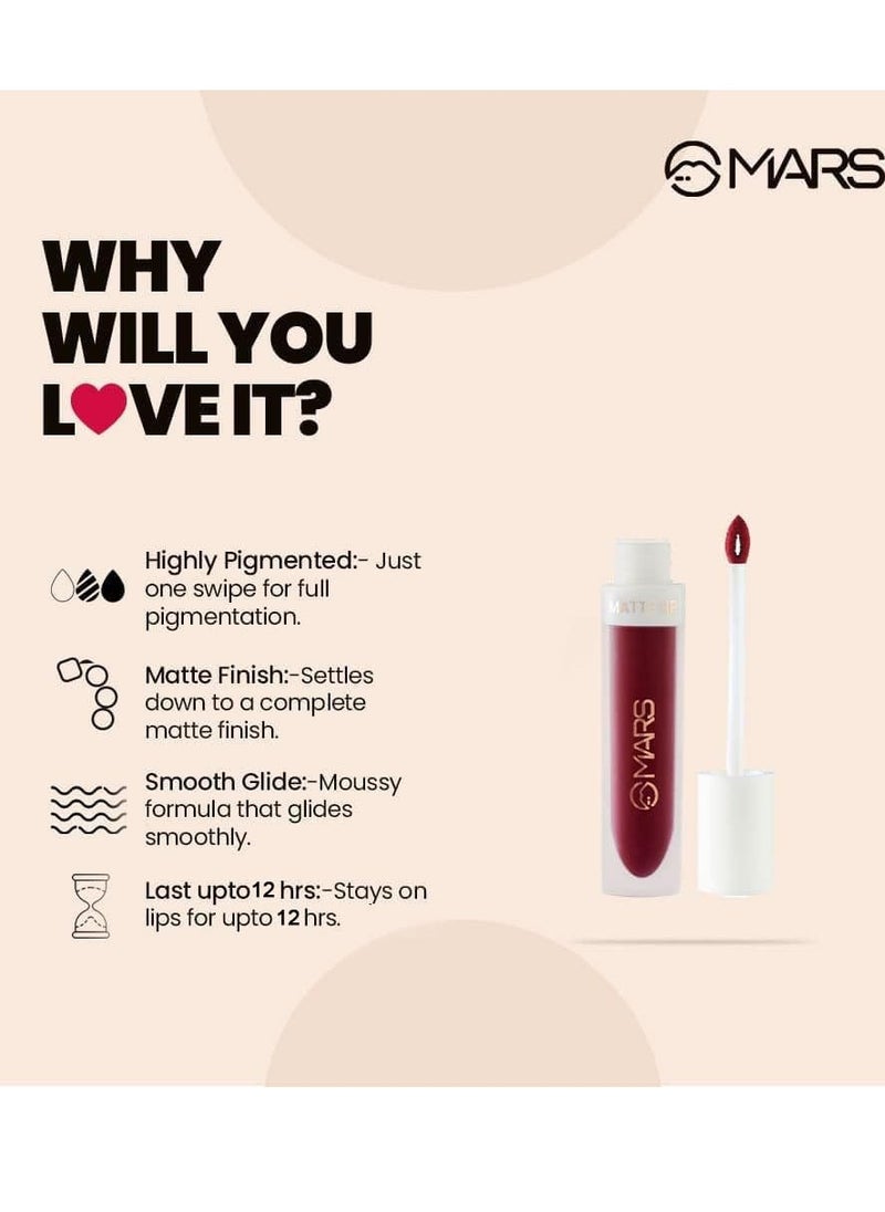 MARS Matte Liquid Lip Color Long Lasting 4.5 ml 18 Plum Passion