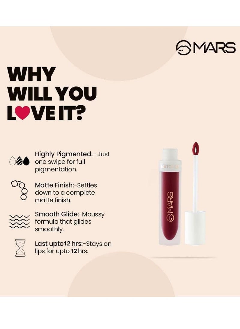 MARS Matte Liquid Lip Color Long Lasting 4.5 ml 20 Celebrity Red