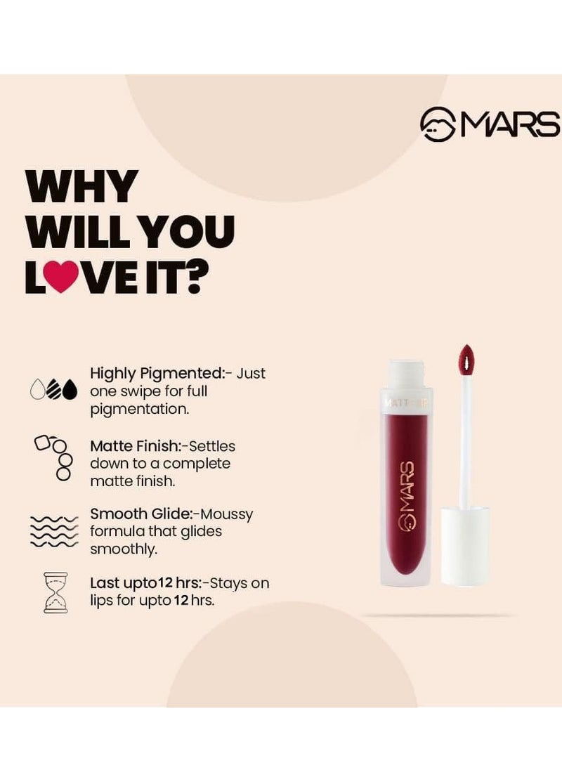 MARS Matte Liquid Lip Color Long Lasting 4.5 ml 04 Dark Teaser