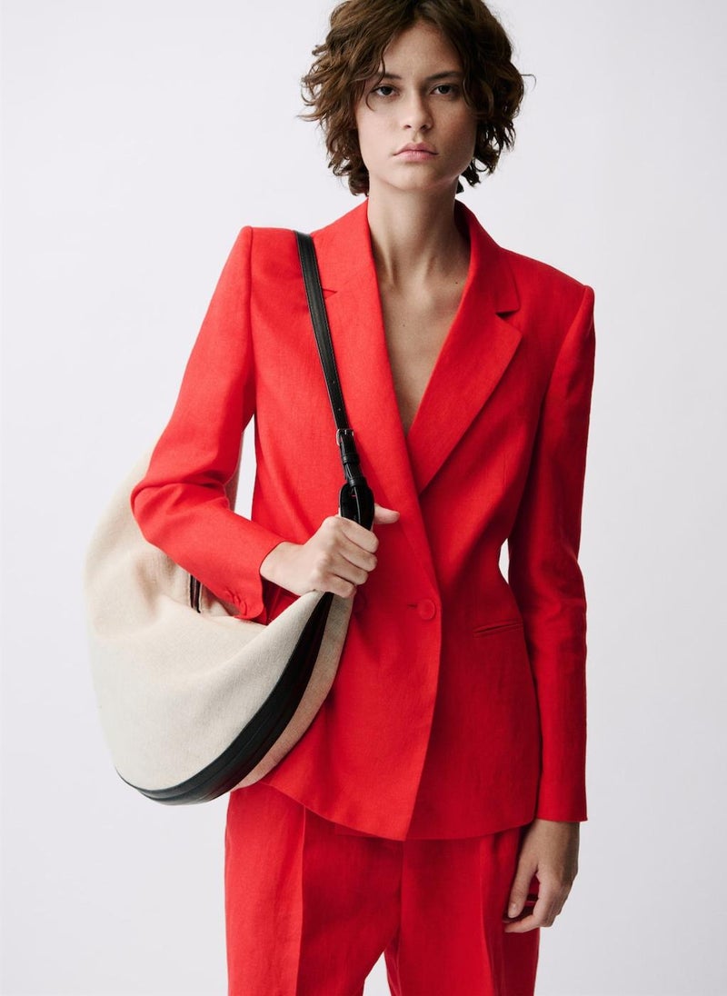 Double-Breasted Linen Suit Jacket
