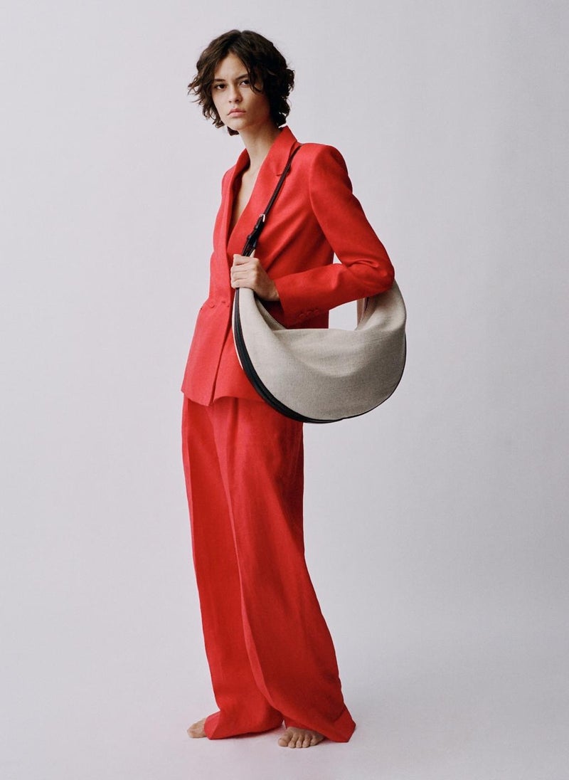 Double-Breasted Linen Suit Jacket