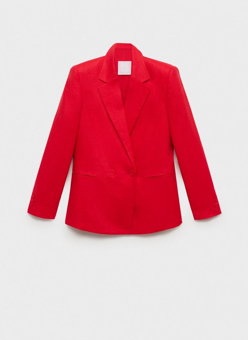 Double-Breasted Linen Suit Jacket