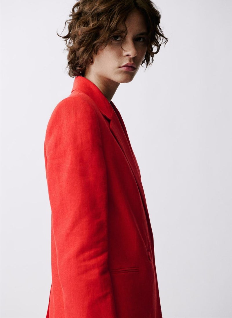 Double-Breasted Linen Suit Jacket