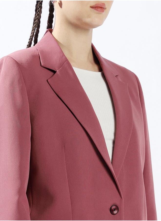 Oversized Notched Lapel Single Breasted Blazer