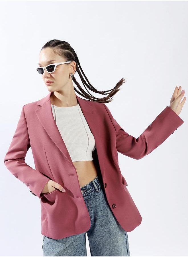 Oversized Notched Lapel Single Breasted Blazer