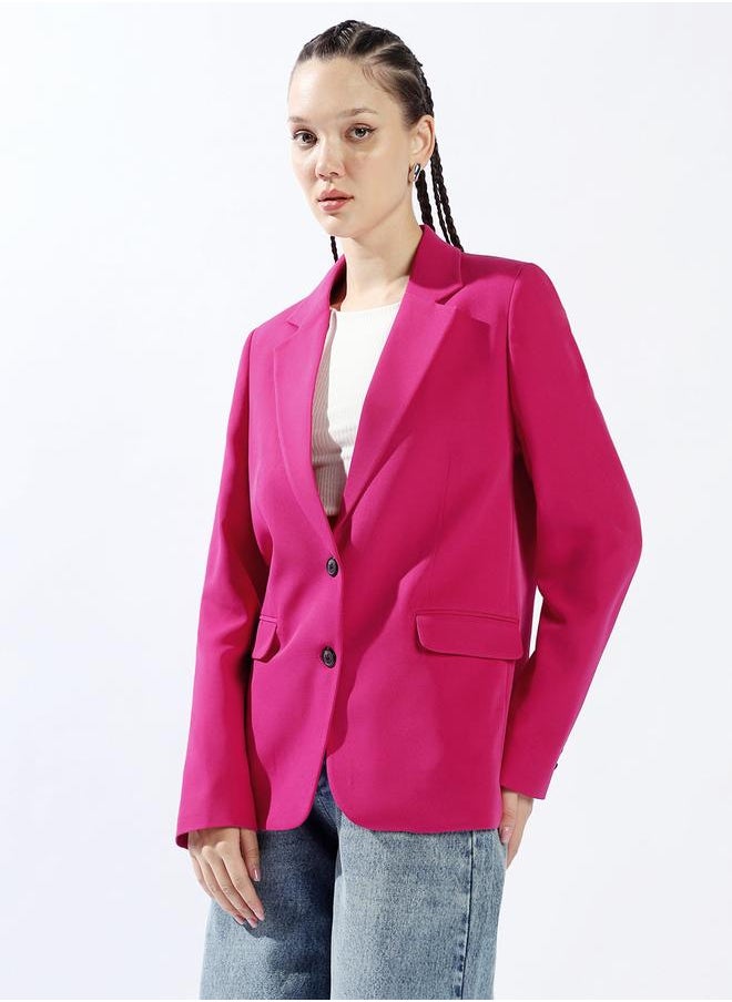 Oversized Notched Lapel Single Breasted Blazer