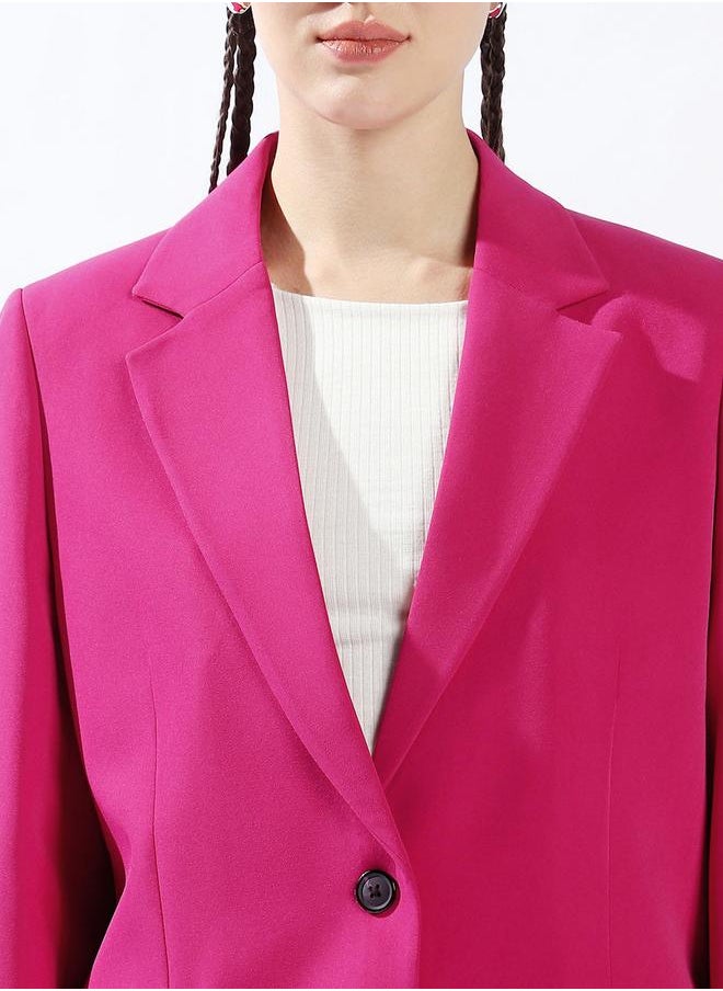 Oversized Notched Lapel Single Breasted Blazer