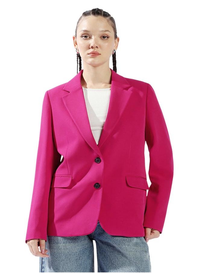 Oversized Notched Lapel Single Breasted Blazer