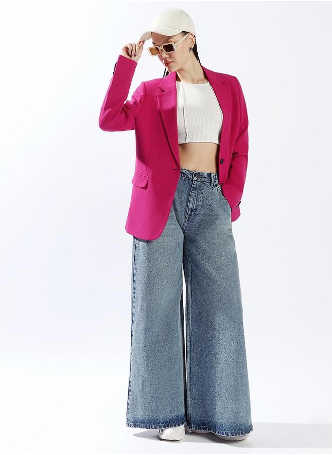 Oversized Notched Lapel Single Breasted Blazer