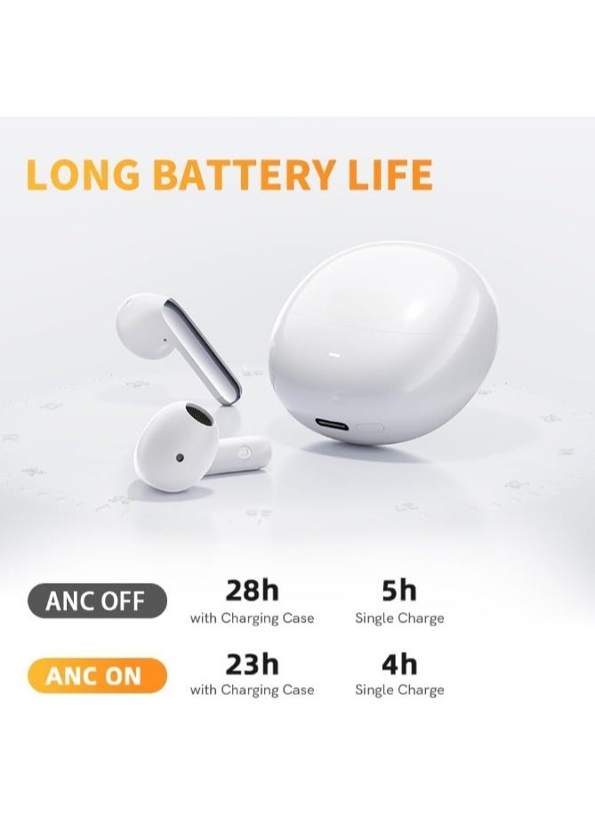 Wireless Earbuds LDAC Hi-Res Sound Bluetooth Earphones Adaptive Noise Canceling Earbuds 30H Playtime Multipoint Connection 6 Mics ENC Calls App Customize EQ(white)