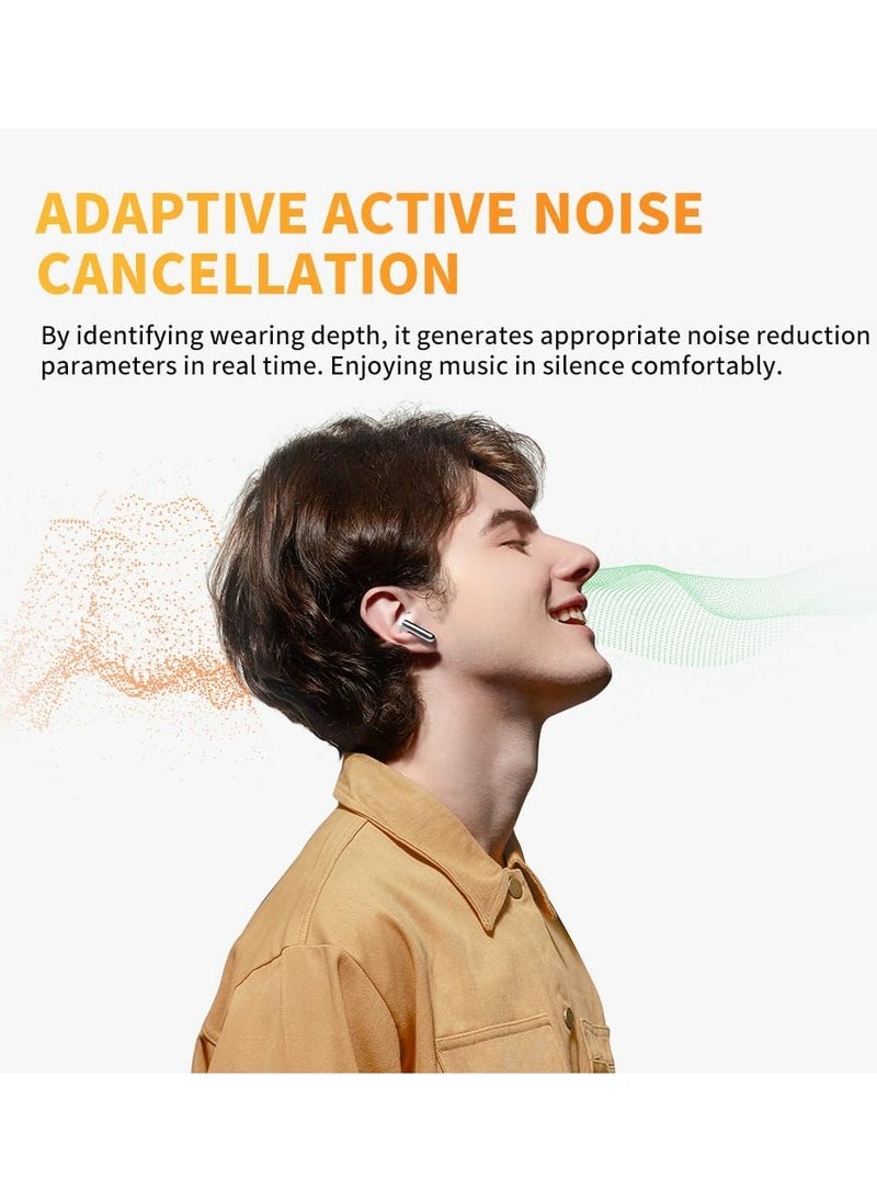 Wireless Earbuds LDAC Hi-Res Sound Bluetooth Earphones Adaptive Noise Canceling Earbuds 30H Playtime Multipoint Connection 6 Mics ENC Calls App Customize EQ(white)
