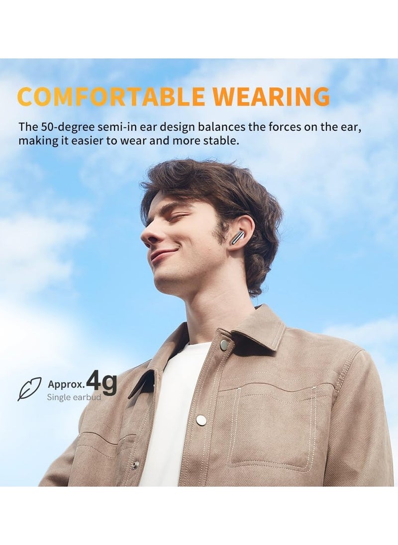 Wireless Earbuds LDAC Hi-Res Sound Bluetooth Earphones Adaptive Noise Canceling Earbuds 30H Playtime Multipoint Connection 6 Mics ENC Calls App Customize EQ(white)