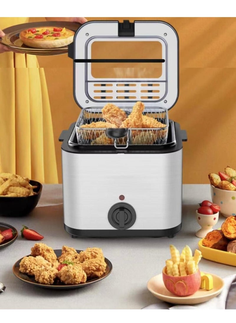 2.5L Home Electric Deep Fryer | 1000W Smart Electric Fryer | Multi-Function Oil Fryer | Fries & Fried Chicken Maker | Perfect for DIY Family Snacks
