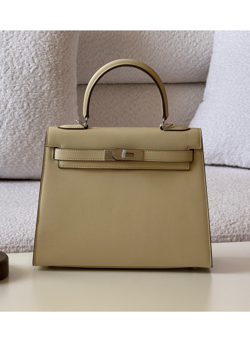 Soft Beige Leather Handbag