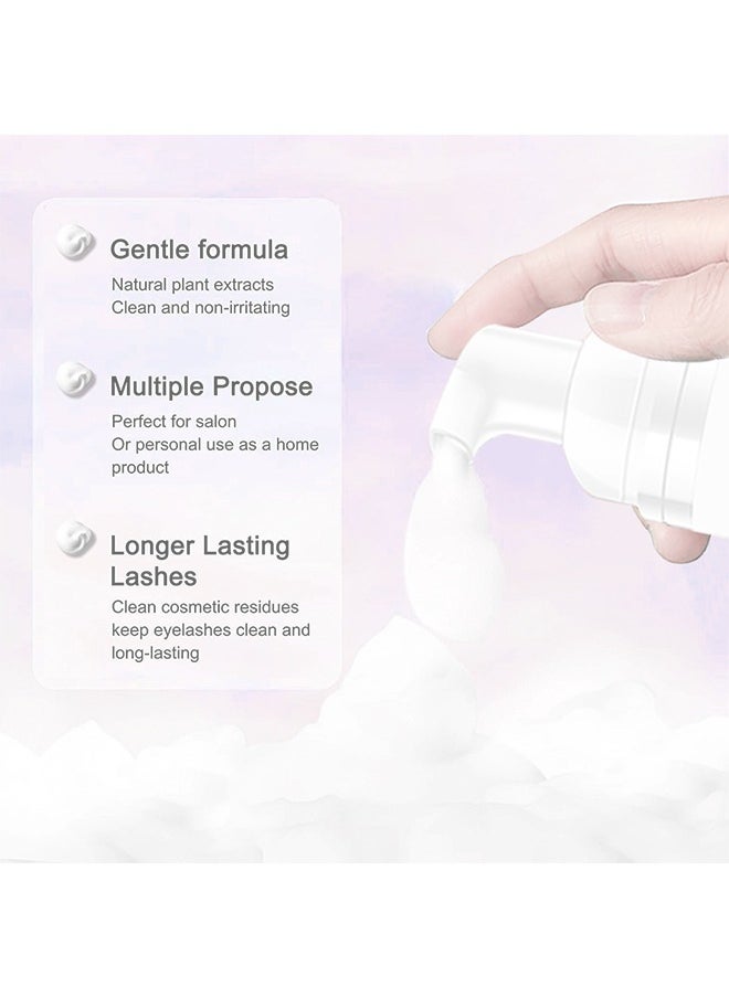 Lash Shampoo, Foam Lash Deaner and Make Up Remover, Lash Cleaning Kit, Mousse Eyelash Shampoo for Eyelash Extensions, Relieve Itching, Gentle Care for Salon and Home Use  (60ml+Brush+Mascara Wand)