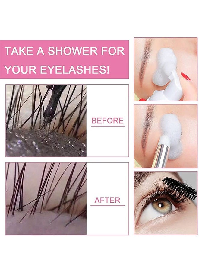 Lash Shampoo, Foam Lash Deaner and Make Up Remover, Lash Cleaning Kit, Mousse Eyelash Shampoo for Eyelash Extensions, Relieve Itching, Gentle Care for Salon and Home Use  (60ml+Brush+Mascara Wand)