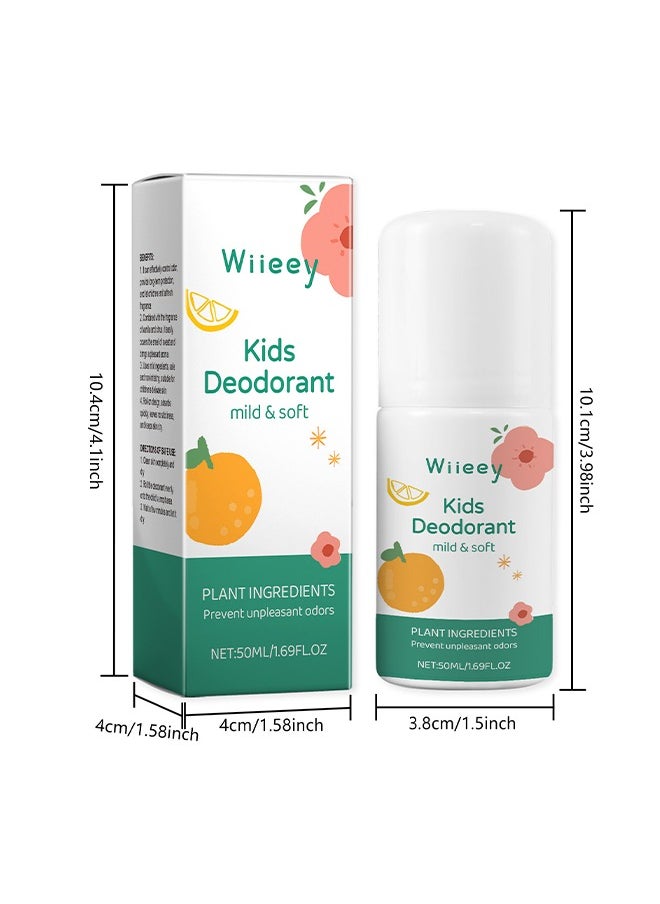 Kids Deodorant ,for Kids & Teens, Aluminum Free, Alcohol-Free, Paraben Free, 24 Hr Odor Protection, Clean Fresh Scent, Kids & Tweens, Hypoallergenic Deodorant 50ml