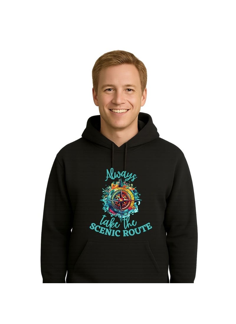 Traveller Hoodie For Men-Soft Cotton Pullover With Traveller Design-Long Sleeve With Drawstring And Pockets-Perfect For Travel,Hiking,Outdoor