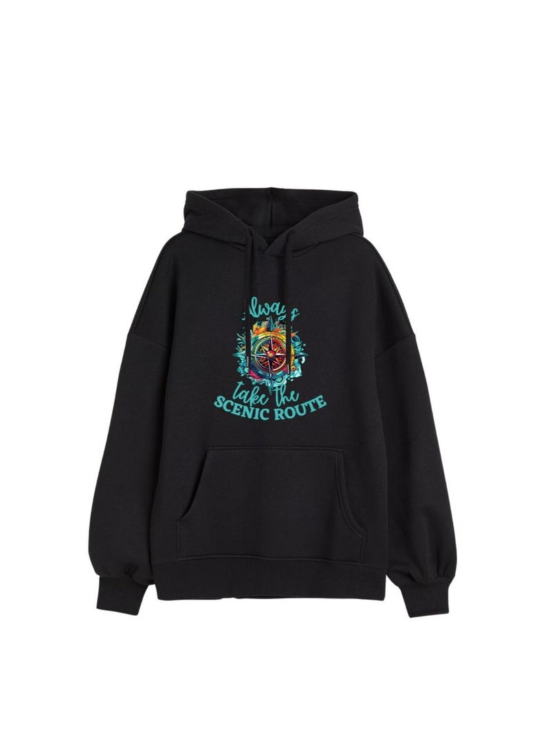 Traveller Hoodie For Men-Soft Cotton Pullover With Traveller Design-Long Sleeve With Drawstring And Pockets-Perfect For Travel,Hiking,Outdoor