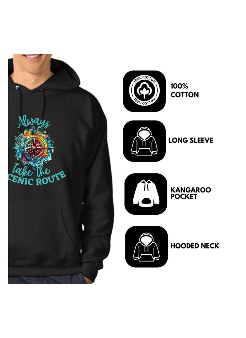 Traveller Hoodie For Men-Soft Cotton Pullover With Traveller Design-Long Sleeve With Drawstring And Pockets-Perfect For Travel,Hiking,Outdoor