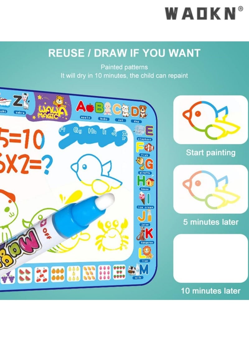 Magic Water Drawing Mat, Educational Painting Toy for Boys and Girls Aged 2-5 and Older Children, 100cm x 80cm Large Size, Gift for Cultivating Creativity