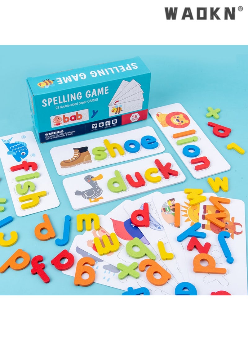 Children's Enlightenment English Word Spelling Game, Word Spelling Toys , Puzzle Classic Parent-Child Game, Kids Spelling Letter Words Family Games