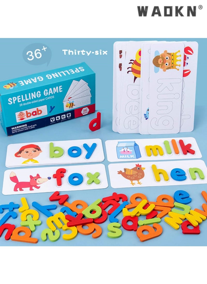 Children's Enlightenment English Word Spelling Game, Word Spelling Toys , Puzzle Classic Parent-Child Game, Kids Spelling Letter Words Family Games