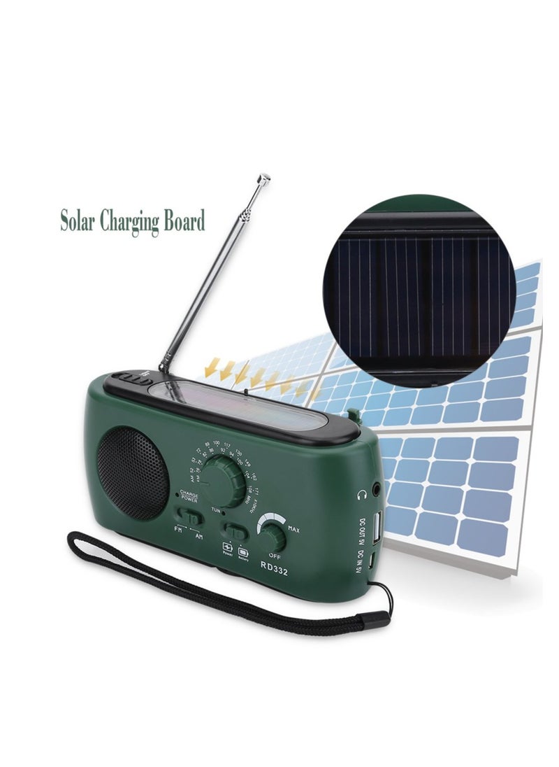 Emergency Weather Radio Multifunction Portable Radio with Solar Charging Hand Crank Battery Operated SOS Alarm Am Fm LED Flashlight for Outdoor Emergency