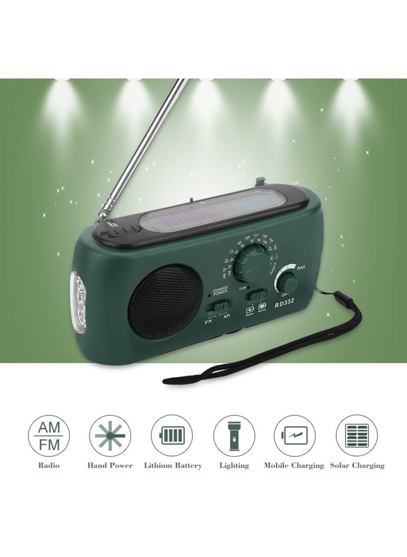 Emergency Weather Radio Multifunction Portable Radio with Solar Charging Hand Crank Battery Operated SOS Alarm Am Fm LED Flashlight for Outdoor Emergency