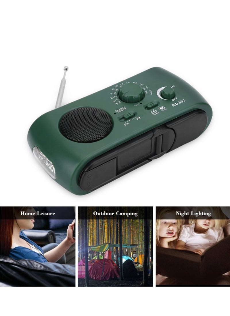 Emergency Weather Radio Multifunction Portable Radio with Solar Charging Hand Crank Battery Operated SOS Alarm Am Fm LED Flashlight for Outdoor Emergency