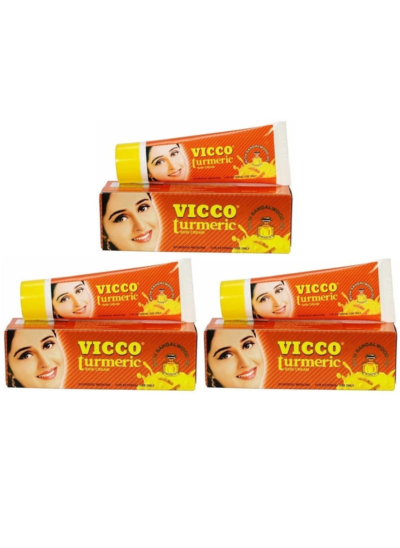 Vicco Turmeric Vanishing Cream (With Sandalwood Oil) Pack of 3 x 50gm