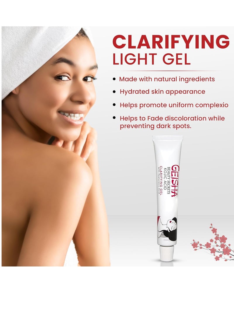 OMIC Geisha, Kojic Acid Gel - 1 fl oz / 30g – Skin Brightening, Clarifying Gel for Face, Body, Hands, Armpits – Hyaluronic Acid