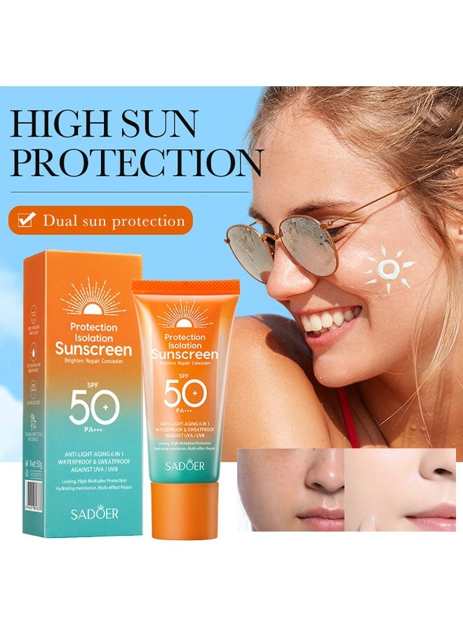 Protection Isolation Sunscreen,Double tube multi-effect, repair isolation, sun protection, UV protection 50g