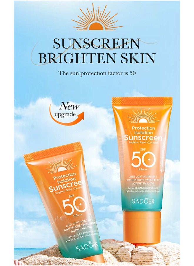 Protection Isolation Sunscreen,Double tube multi-effect, repair isolation, sun protection, UV protection 50g