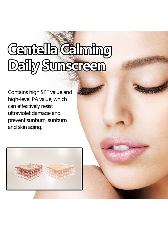 Centella Face Sunscreen ,Calming Moisture Daily Sunscreen SPF 50+ PA++++, Facial Sunscreen for Women, Water-fit Sun Serum No White Cast 60ml
