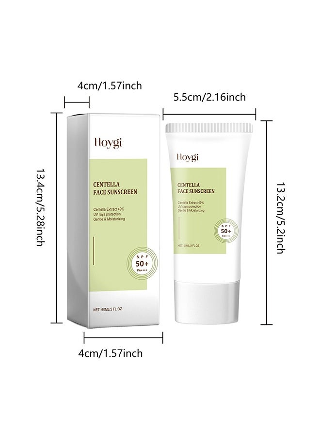 Centella Face Sunscreen ,Calming Moisture Daily Sunscreen SPF 50+ PA++++, Facial Sunscreen for Women, Water-fit Sun Serum No White Cast 60ml