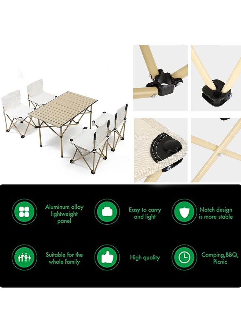 Outdoor Folding Portable Picnic Camping Table, 4pcs Foldable Camping Table and Chair Set, for Indoor,Outdoor,Camping, Beach,Backyard, BBQ, Party, Patio, Picnic