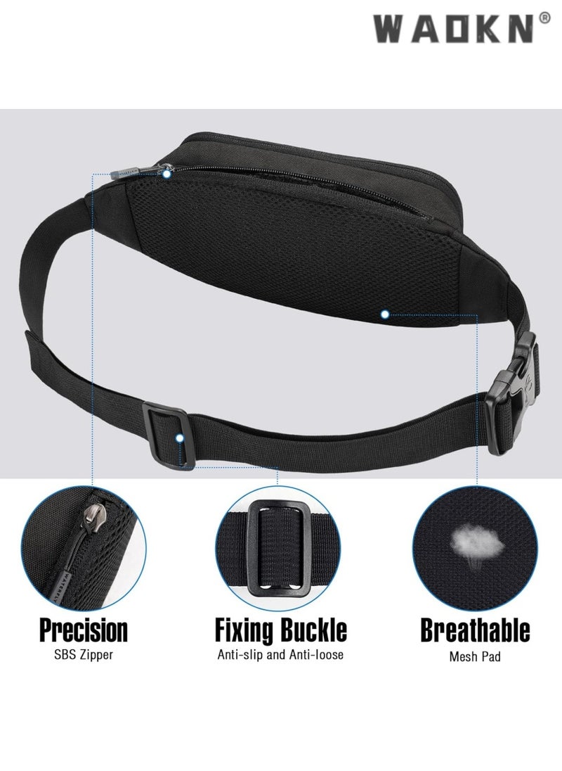 Trendy Korean-style waist bag for men and women, outdoor travel multi-purpose casual design, large capacity for convenient portability（black）