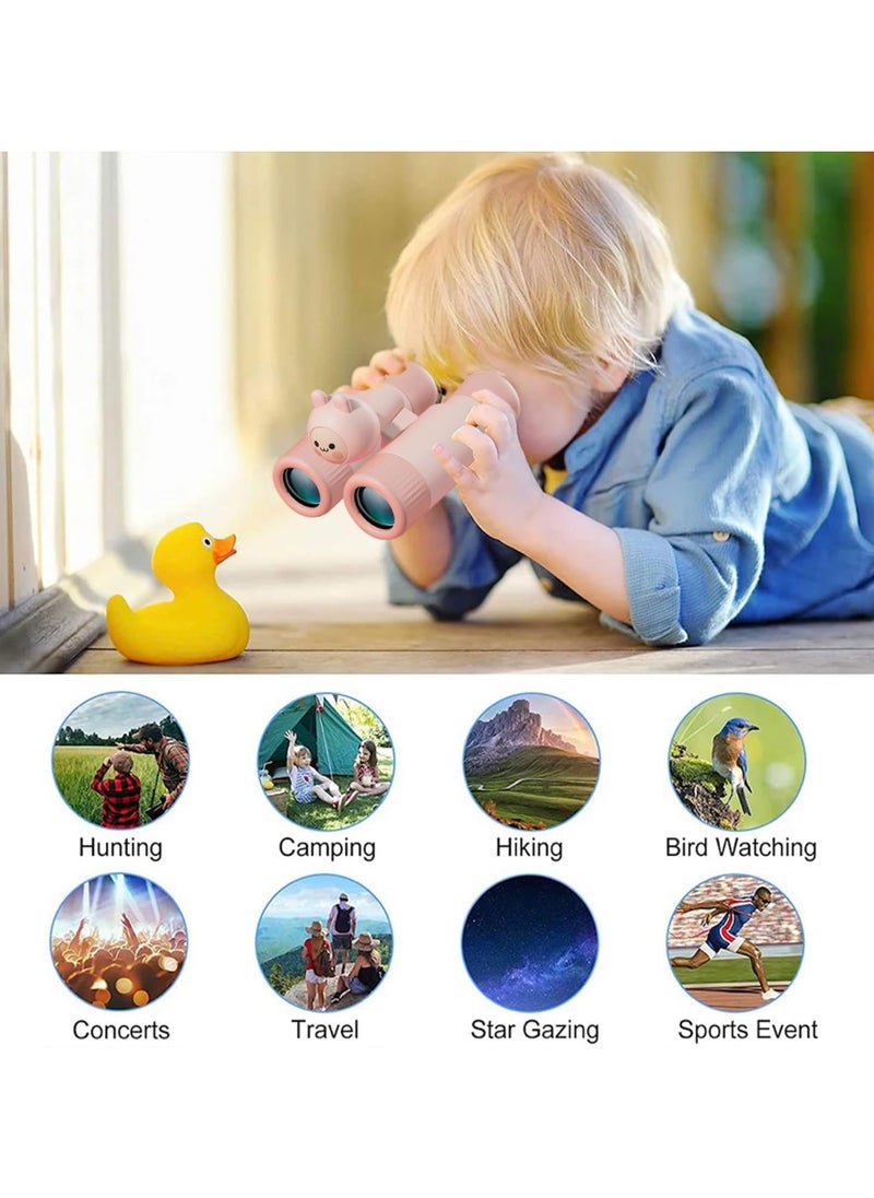 Sharing Binoculars for Kids, 10x28 Kids Binoculars for 3-12 Years Boys and Girls, Detachable Compact Binoculars, Birthday Presents Back to School Gifts for Kids (Pink)