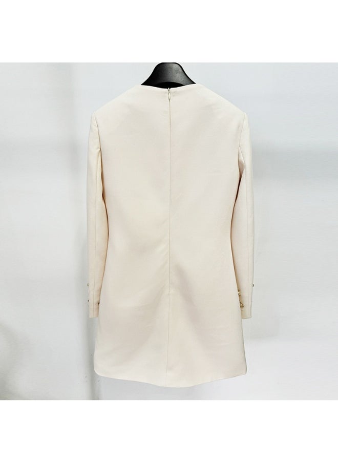 European and American Celebrity Style Fashion Heavy Beaded and Rhinestone Long Sleeve Dress